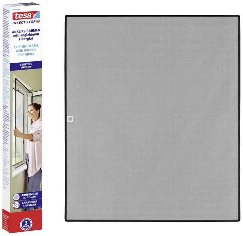 Tesa Fliegengitter Insektenschutz Mückengitter Anklipsrahmen Anthrazit 12x14m B-Ware von Tesa