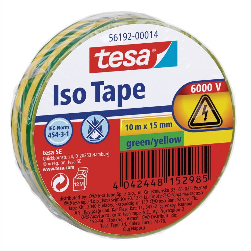 Tesa Iso Tape Gelb-Grün 10 m x 15 mm von Tesa