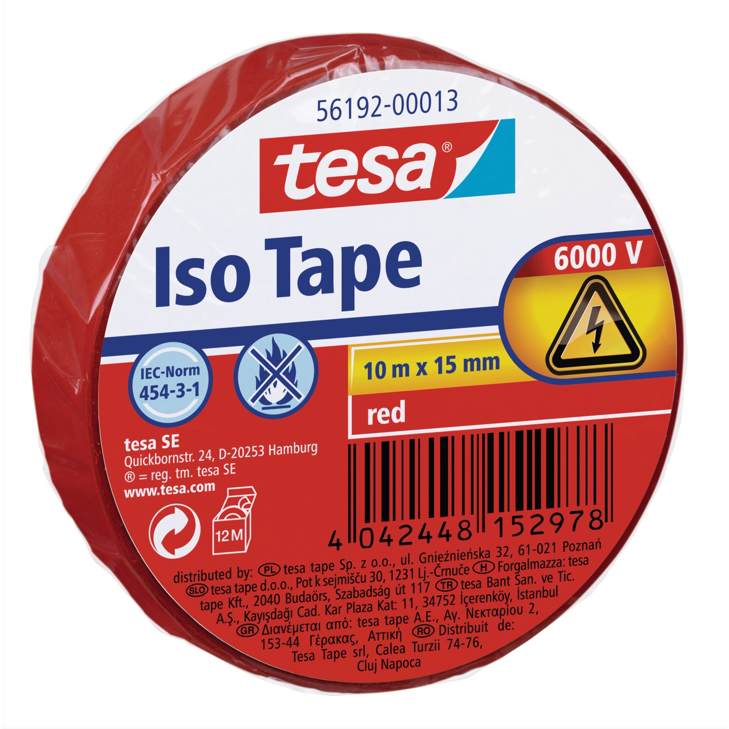 Tesa Iso Tape Rot 10 m x 15 mm von Tesa