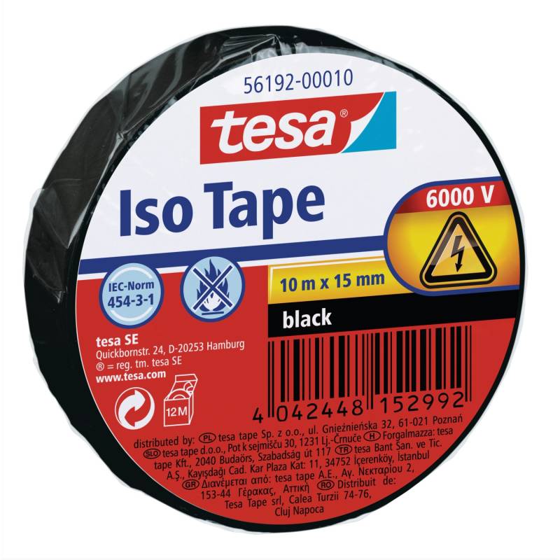 Tesa Iso Tape Schwarz 10 m x 15 mm von Tesa
