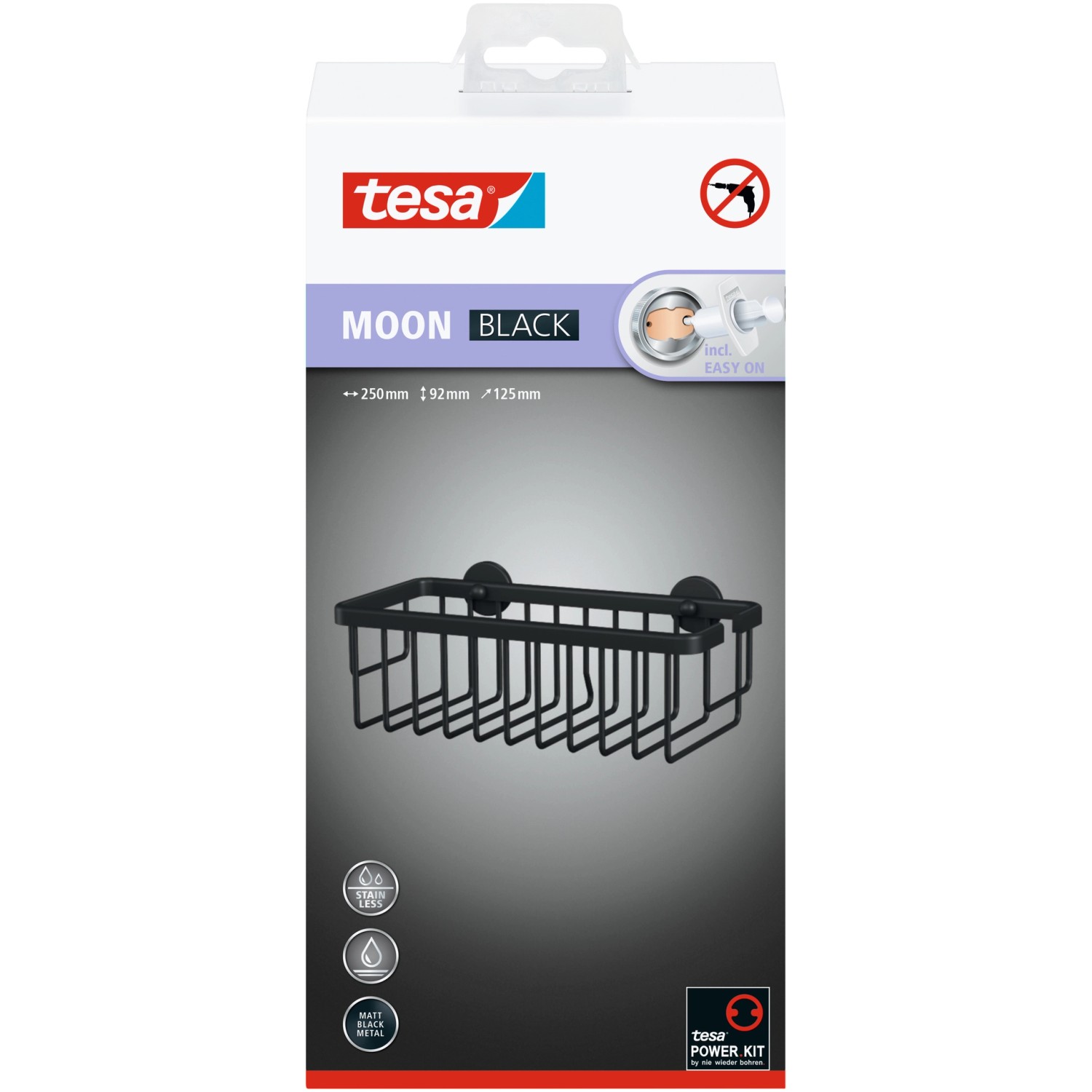 Tesa Moon Black Duschkorb Schwarz Matt inkl. Klebelösung Tesa Moon Black Duschkorb Schwarz Matt inkl. Klebelösung von Tesa