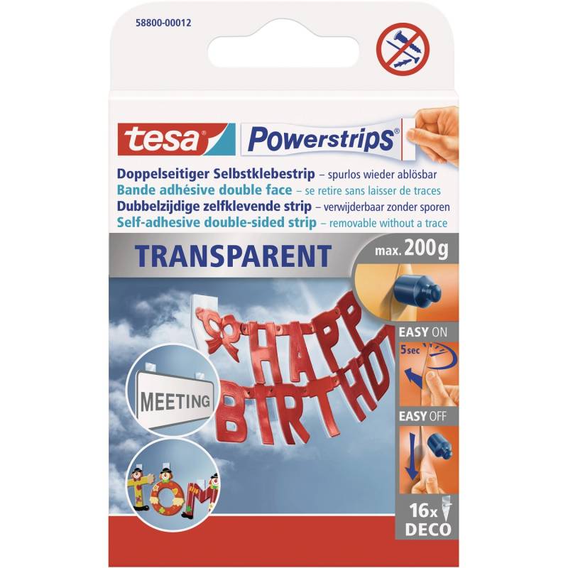 Tesa Powerstrips Deco Transparent 16 Stück von Tesa