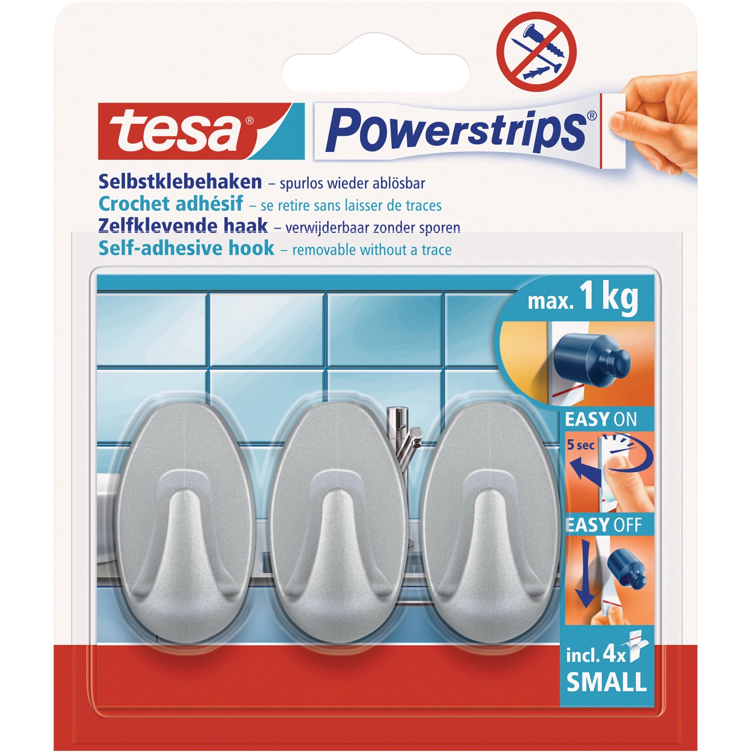 Tesa Selbstklebehaken Chrom matt oval 3 Stück mit 4 x Powerstrips Small Tesa Selbstklebehaken Chrom matt oval 3 Stück mit 4 x Powerstrips Small von Tesa