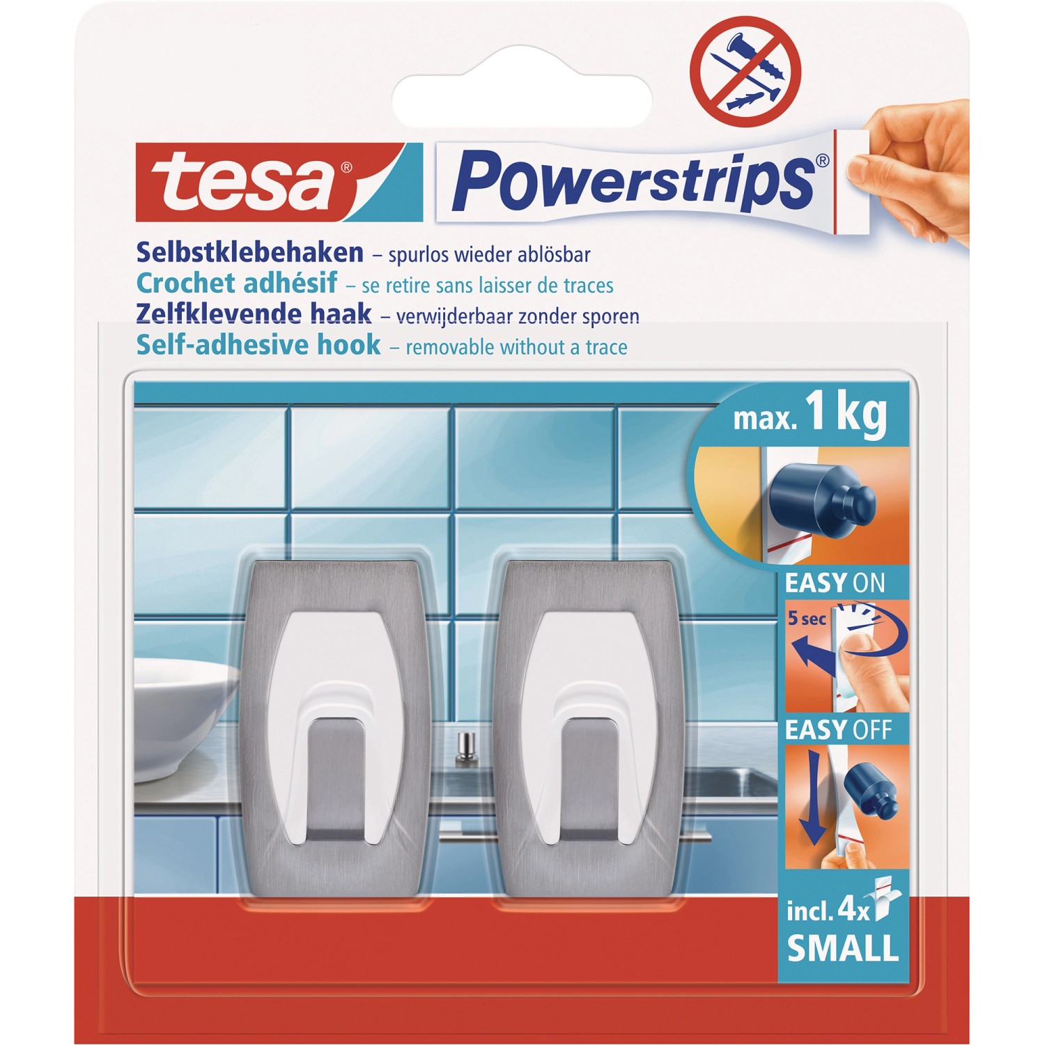 Tesa Selbstklebehaken Metall-Weiß konvex 2 Stück mit 4 x Powerstrips Small Tesa Selbstklebehaken Metall-Weiß konvex 2 Stück mit 4 x Powerstrips Small von Tesa