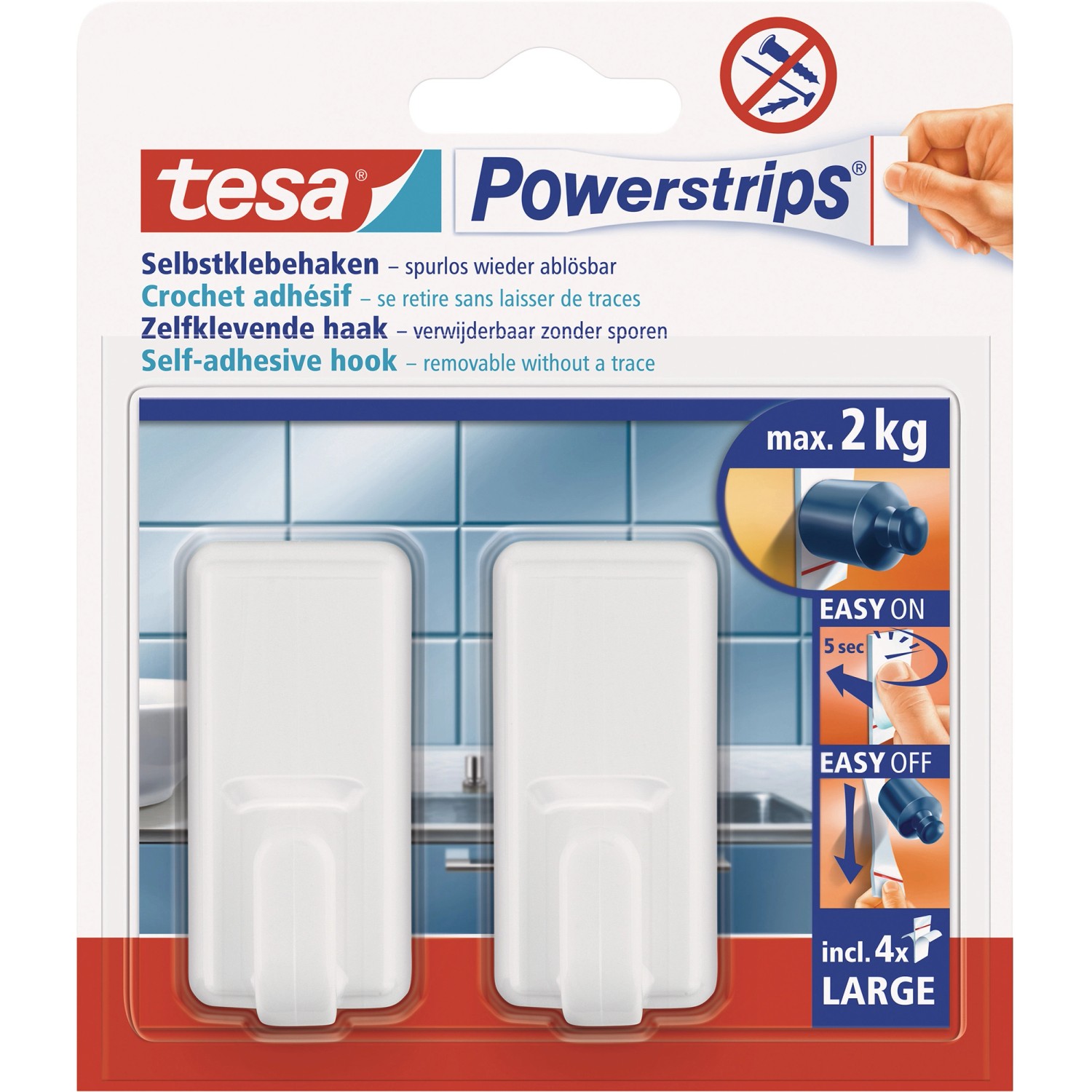 Tesa Selbstklebehaken Weiß eckig 2 Stück mit 4 x Powerstrips Large Tesa Selbstklebehaken Weiß eckig 2 Stück mit 4 x Powerstrips Large von Tesa