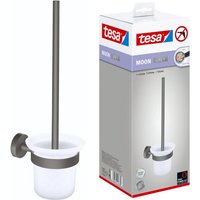 Moon grey WC-Garnitur, Set mit Halter & WC-Bürste, matt grau, satiniertes Glas - für Bäder im Industrial Style und moderne Badezimmer - bohrfrei, Moon grey WC-Garnitur, Set mit Halter & WC-Bürste, matt grau, satiniertes Glas - für Bäder im Industrial Style und moderne Badezimmer - bohrfrei, von Tesa