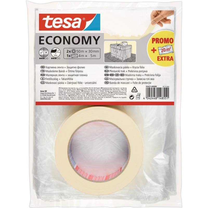 Tesa Malerband-Set Economy 2 x 50 m x 30 mm inkl. Folie von Tesa