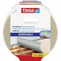 Tesa - Verlegeband 25 m x 50 mm, gewebeverstärkt, rückstandsfrei entfernbar Teppich-Verlegeband von Tesa