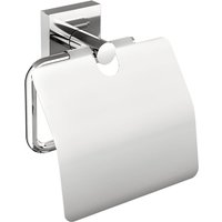 Ekkro Toilettenpapierhalter mit Deckel, verchromt - WC-Rollenhalter zur Wandbefestigung ohne Bohren, inkl. Klebelösung - 53 mm x 140 mm x 128 mm Ekkro Toilettenpapierhalter mit Deckel, verchromt - WC-Rollenhalter zur Wandbefestigung ohne Bohren, inkl. Klebelösung - 53 mm x 140 mm x 128 mm von Tesa