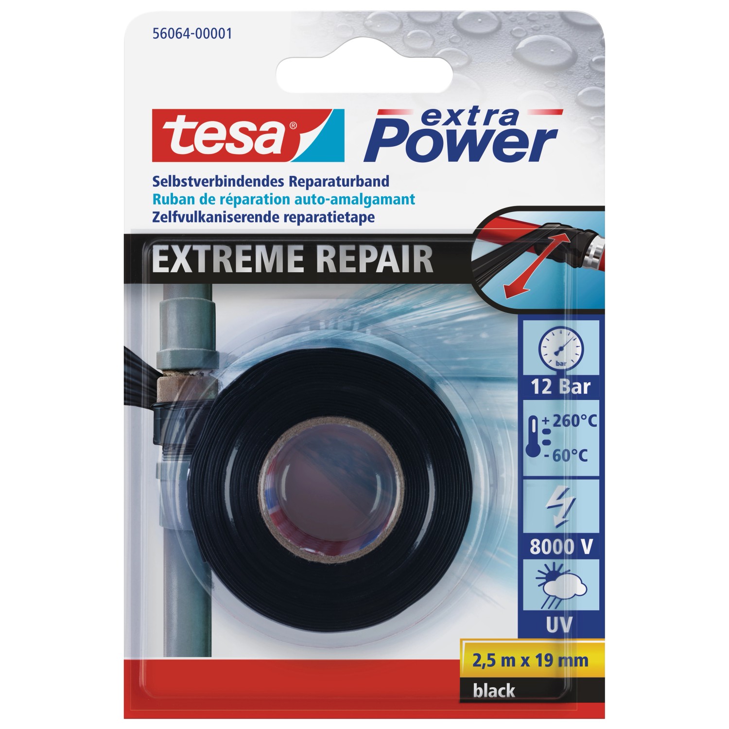 Tesa extra Power Reparaturband Extreme Repair Schwarz 2,5 m x 19 mm von Tesa
