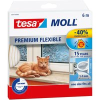 Tesa - moll Fensterdichtung Silikon (1 x 6 m) - Profil: 9 mm x 7 mm - weiß - weiß von Tesa