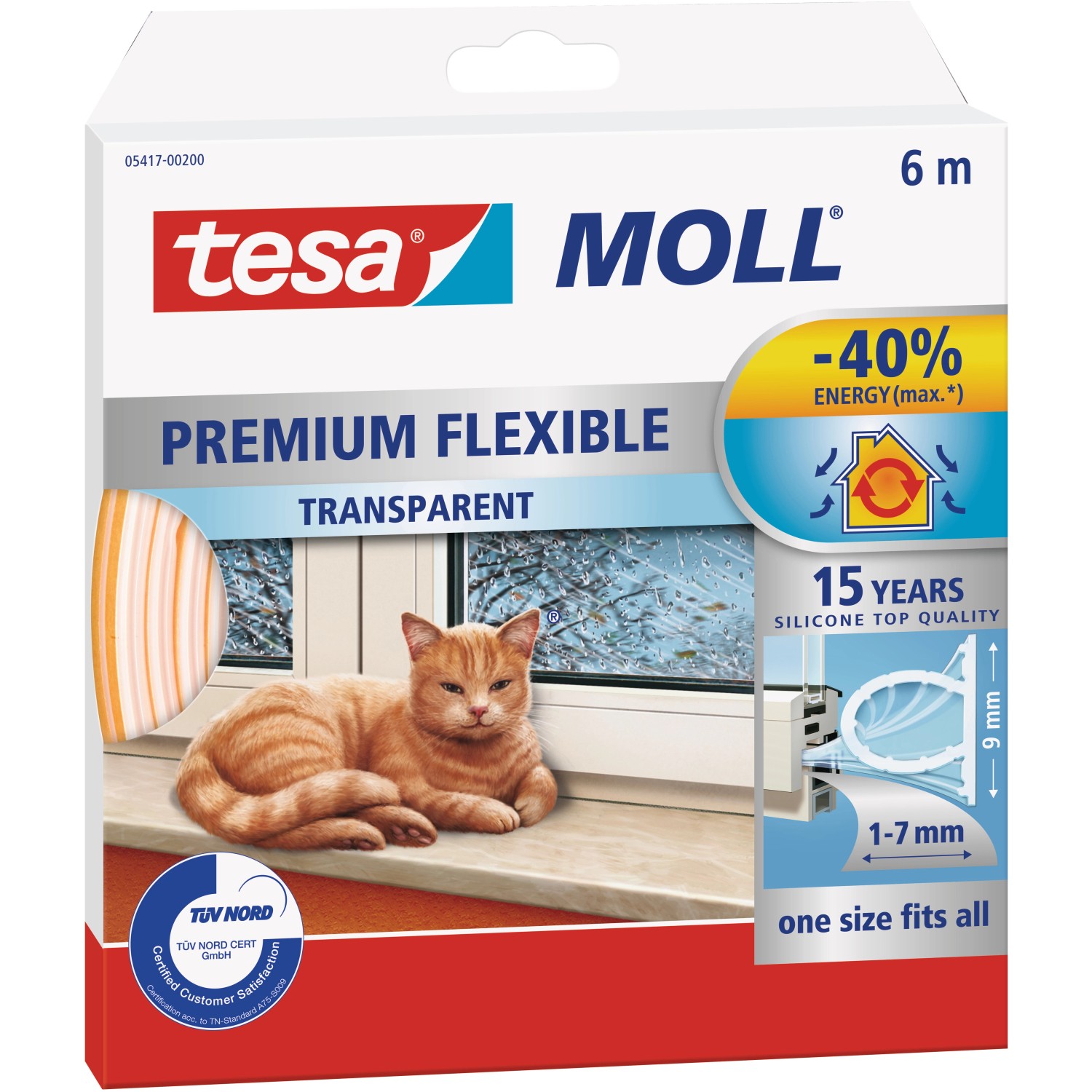 Tesamoll Fensterdichtung / Türdichtung Premium Flexible Transparent von Tesa