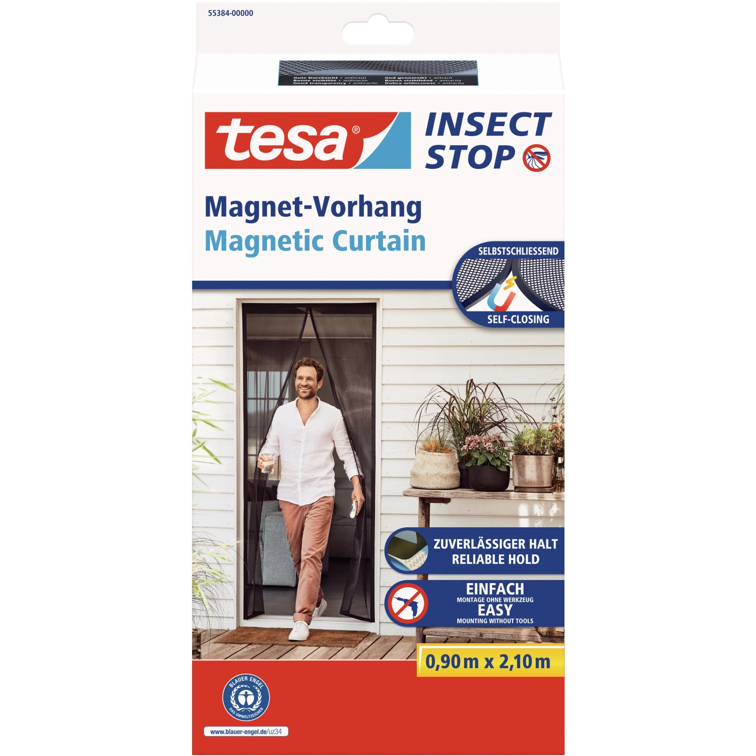 tesa® Selbstschließender Magnetvorhang 0,90 m x 2,00 m Anthrazit von Tesa