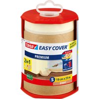 Easy Cover Premium Abdeckfolie für Malerarbeiten - 2 in1 Malerfolie zum Abdecken und Kreppband zum Abkleben - Nachfüllbar, mit Abroller - 25 m x 18 von Tesa