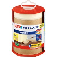 Tesa - Easy Cover Premium Abdeckfolie für Malerarbeiten - 2 in1 Malerfolie zum Abdecken und Kreppband zum Abkleben - Nachfüllbar, mit Abroller - 25 m von Tesa