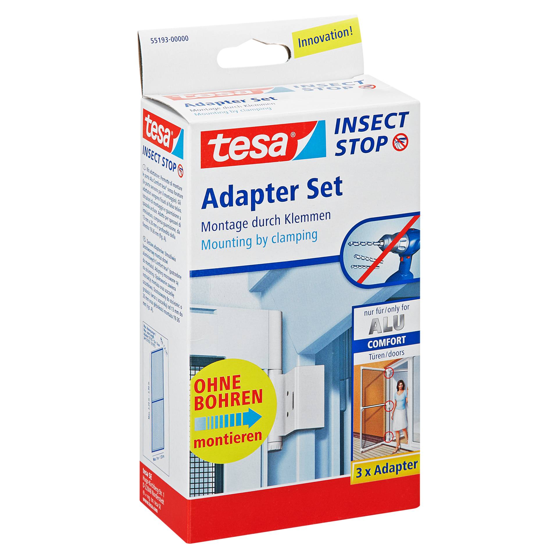 tesa Adapterset für Türfliegengitter 'Alu Comfort' weiß, 3 Stück tesa Adapterset für Türfliegengitter 'Alu Comfort' weiß, 3 Stück von Tesa