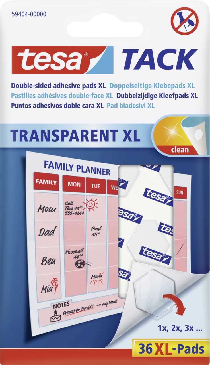 tesa Doppelseitige Klebepads XL, 36 Klebepunkte von Tesa