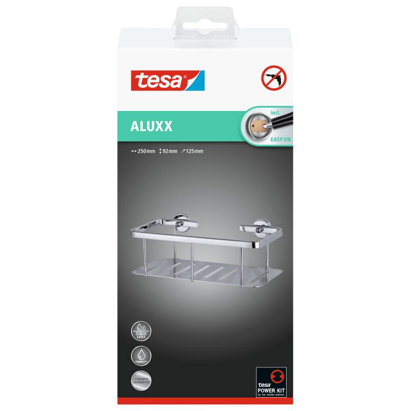 tesa Duschablage 'Aluxx' Aluminium mit Klebelösung 9,2 x 25 x 12,5 cm von Tesa