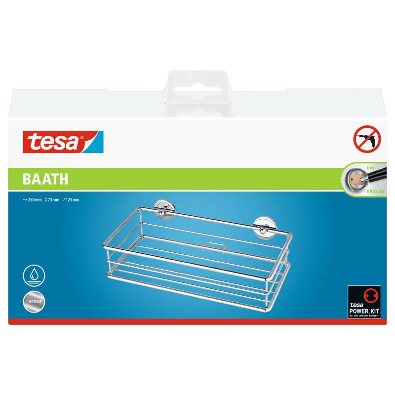 tesa Duschablage 'baath Plus' verchromt mit Klebelösung  7,3 x 25 x 12,5 cm von Tesa