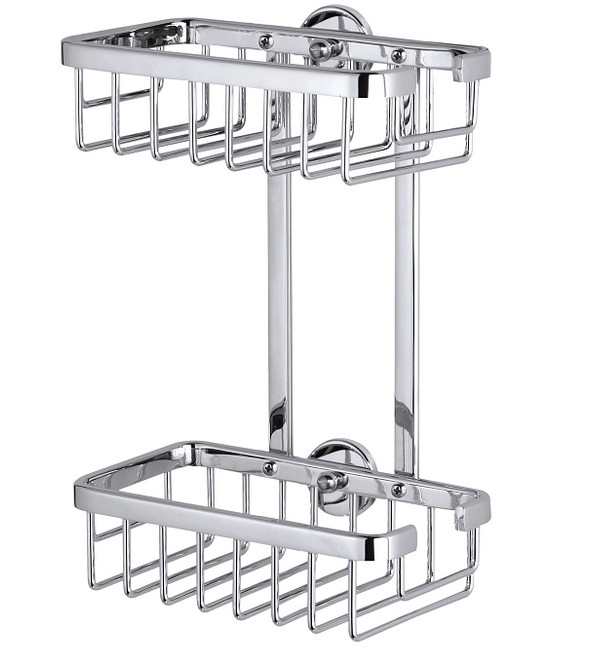 tesa Duschkorb ALUXX zum Kleben viereckig 2 Ablagen verchromt 26 cm von Tesa