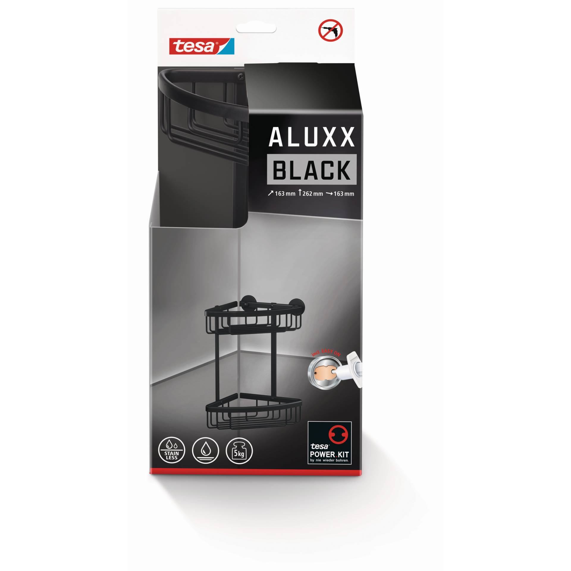tesa Eck-Duschkorb 'Aluxx Black ' mattschwarz zweistöckig mit Klebelösung 26,2 x 16,3 x 16,3 cm tesa Eck-Duschkorb 'Aluxx Black ' mattschwarz zweistöckig mit Klebelösung 26,2 x 16,3 x 16,3 cm von Tesa