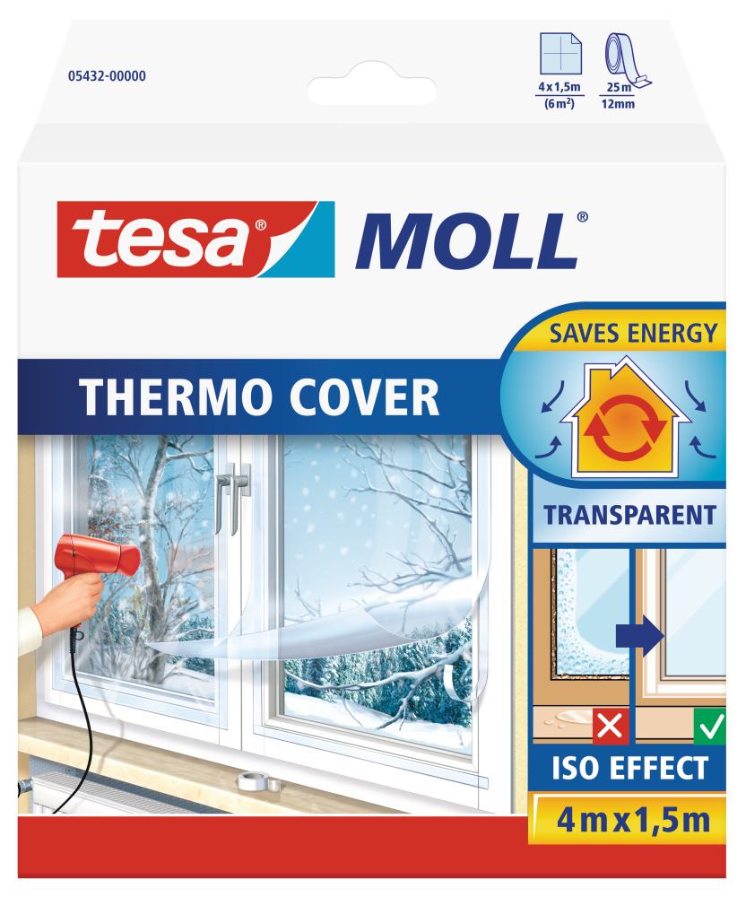 tesa Moll Fensterfolie Thermo Cover 4 x 1,5 m Isolierfolie transparent von Tesa