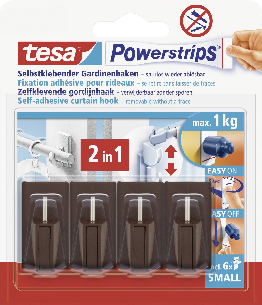 tesa Gardinenhaken Powerstrip 4er-Set, braun tesa Gardinenhaken Powerstrip 4er-Set, braun von Tesa