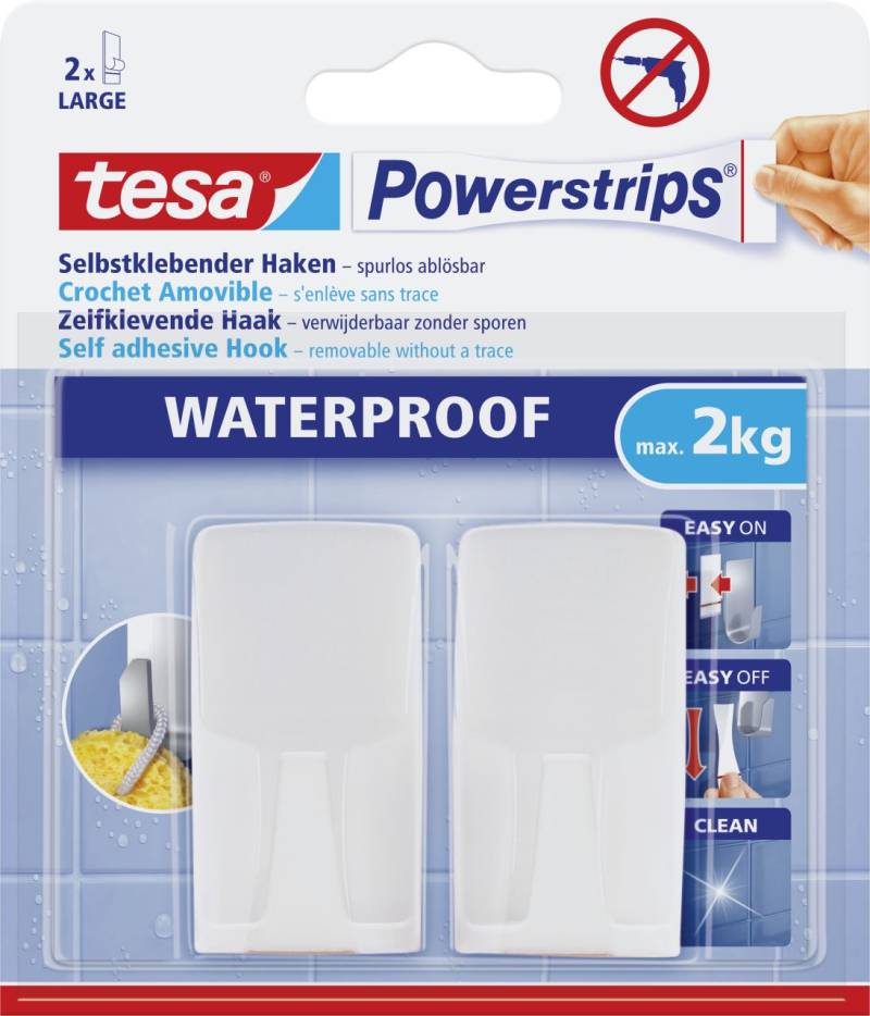 tesa Haken Powerstrip 2er-Set, waterproof, weiß von Tesa