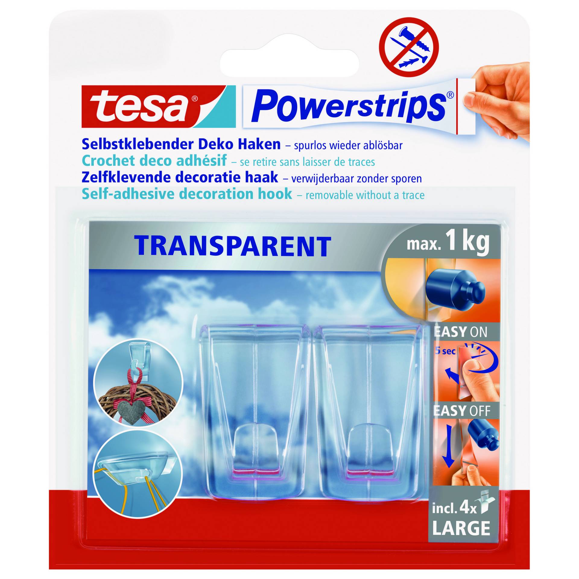tesa Haken Powerstrips® 'Deco XL' transparent 2 Stück von Tesa