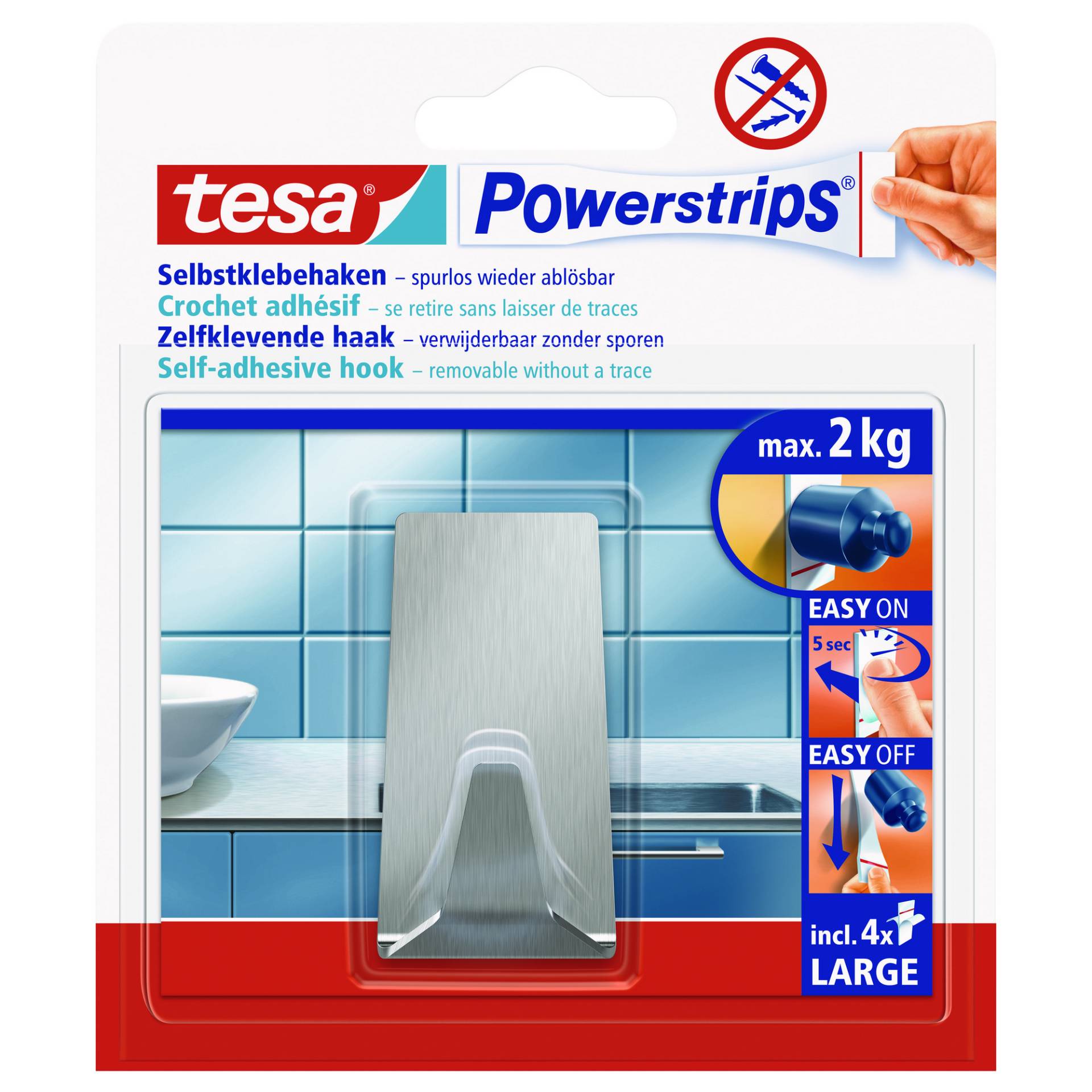 tesa Haken 'Powerstrips Large' Metall eckig selbstklebend tesa Haken 'Powerstrips Large' Metall eckig selbstklebend von Tesa