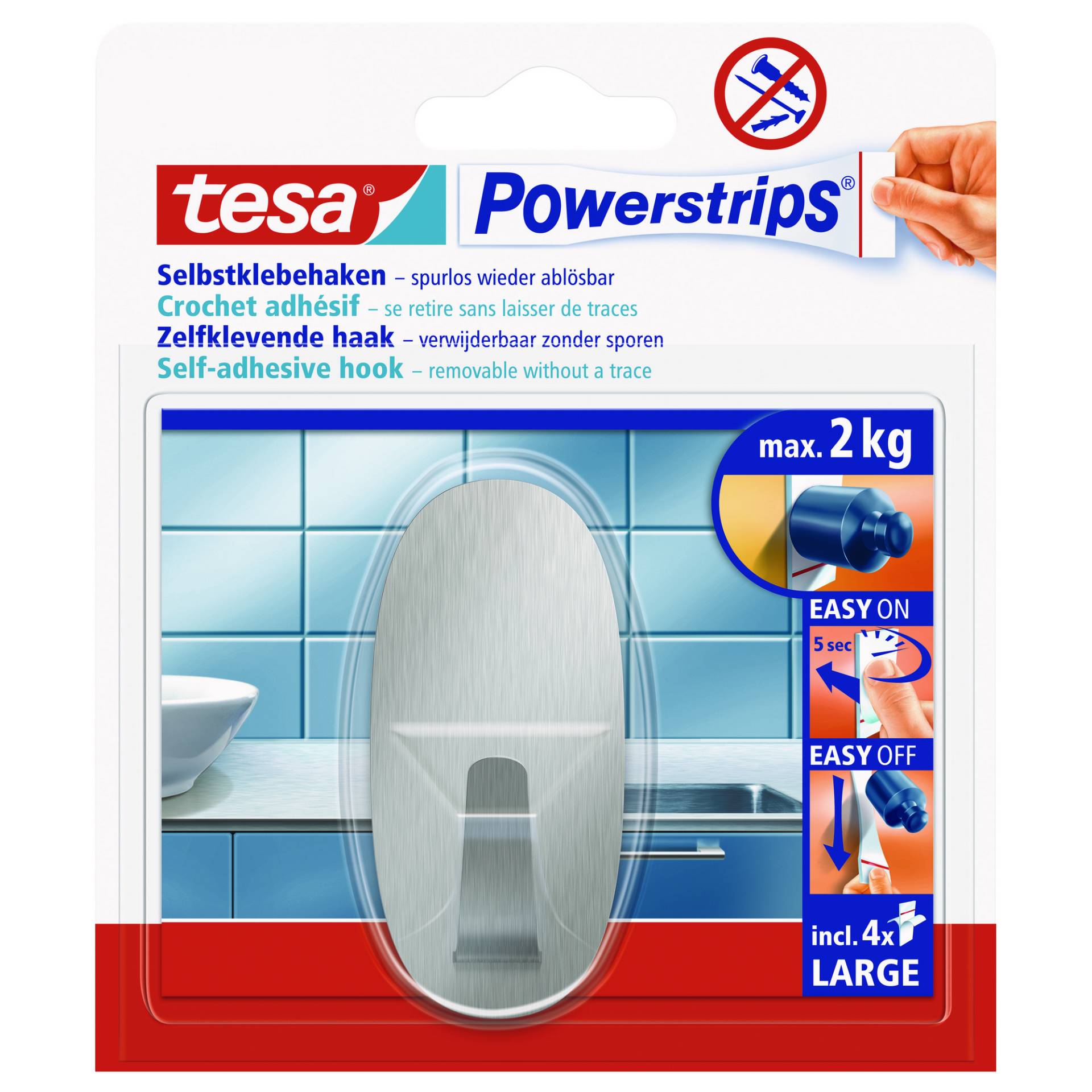 tesa Haken 'Powerstrips Large' Metall oval selbstklebend tesa Haken 'Powerstrips Large' Metall oval selbstklebend von Tesa