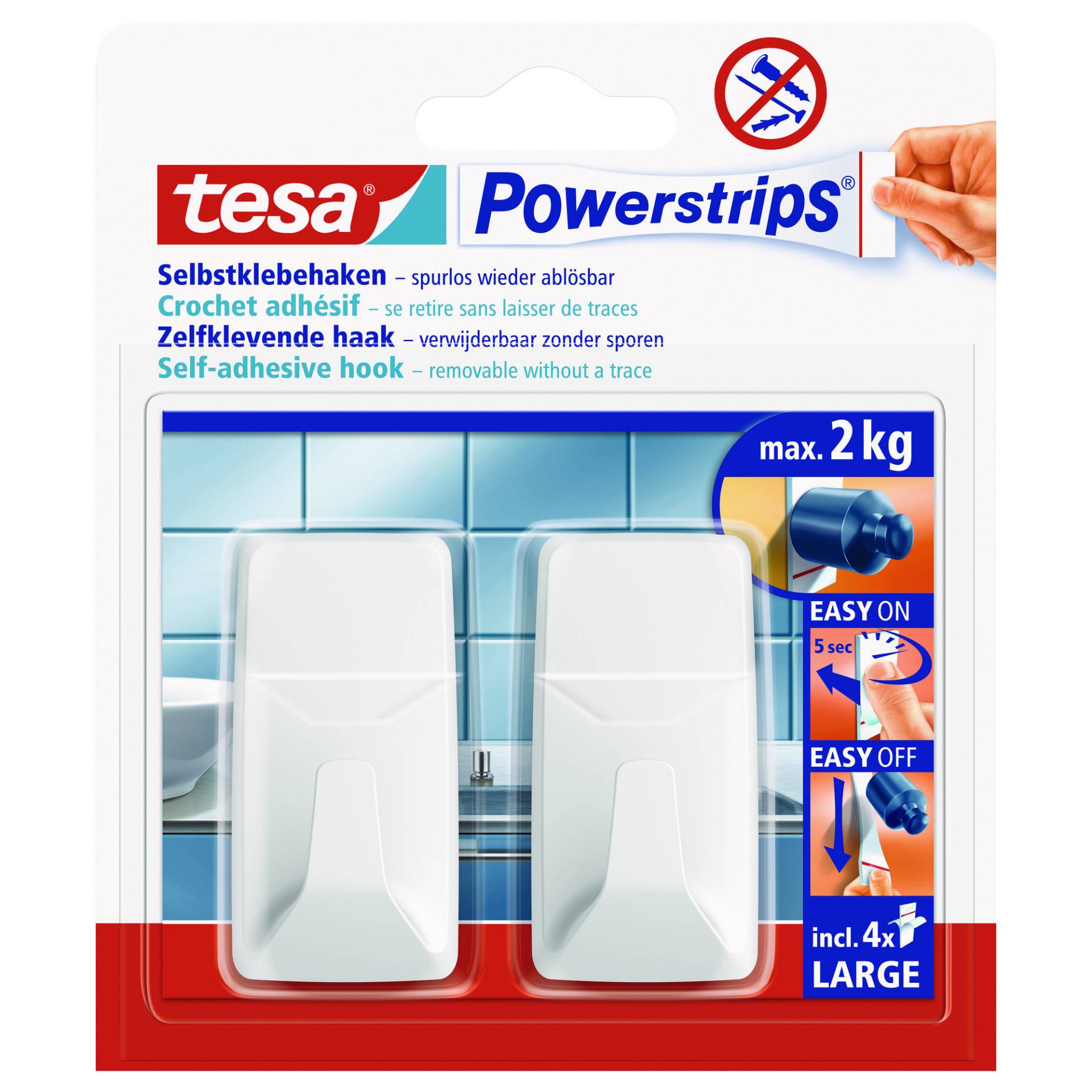 tesa Haken 'Powerstrips Large' eckig weiß selbstklebend tesa Haken 'Powerstrips Large' eckig weiß selbstklebend von Tesa