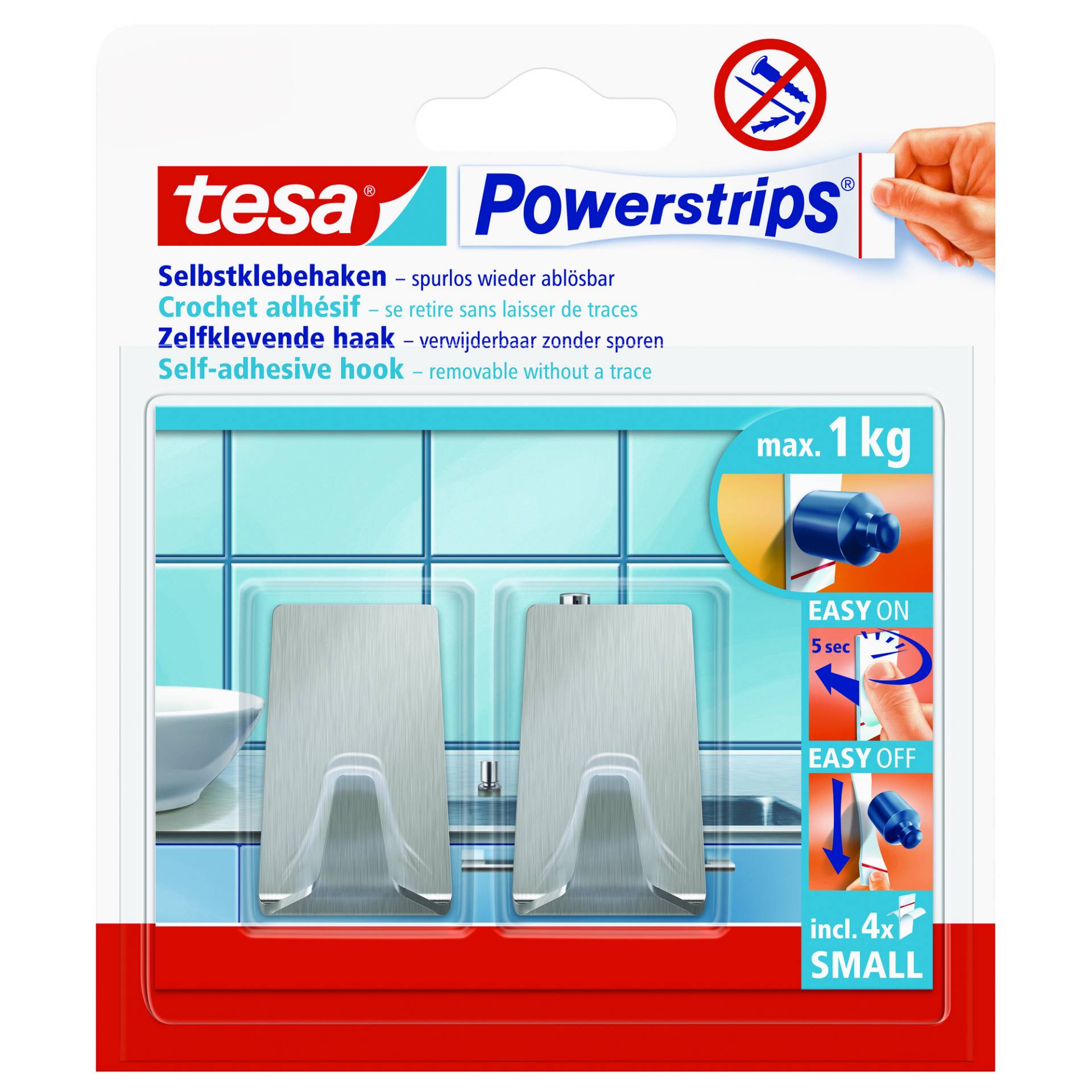 tesa Haken 'Powerstrips Small' Metall eckig selbstklebend tesa Haken 'Powerstrips Small' Metall eckig selbstklebend von Tesa