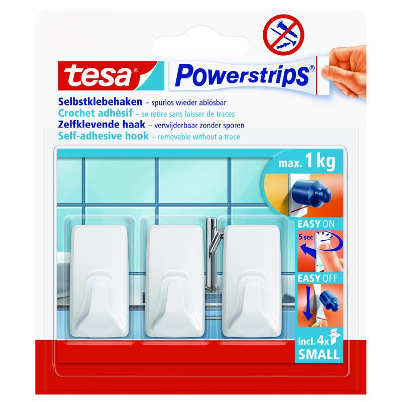 tesa Haken 'Powerstrips Small' eckig weiß selbstklebend von Tesa