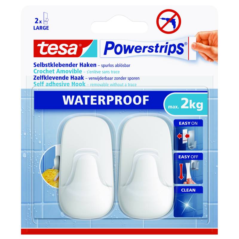 tesa Haken 'Powerstrips Waterproof Large' Kunststoff weiß von Tesa