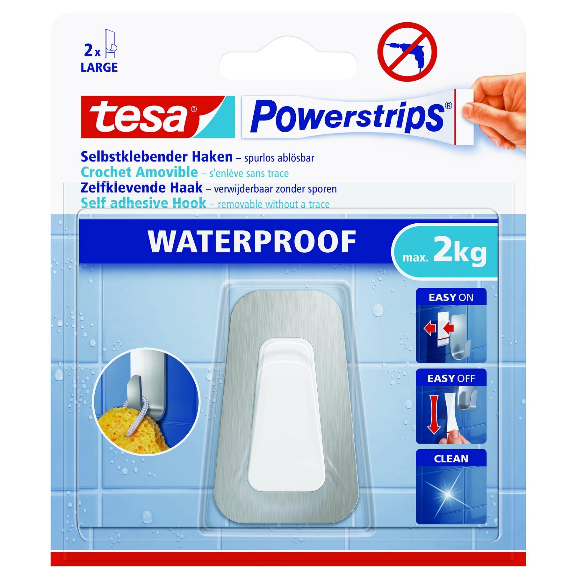 tesa Haken 'Powerstrips Waterproof Large' Metall/Kunststoff selbstklebend von Tesa