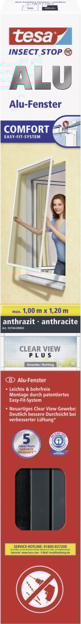 tesa Insektenschutz-Fenster COMFORT 100 x 120 cm anthrazit tesa Insektenschutz-Fenster COMFORT 100 x 120 cm anthrazit von Tesa