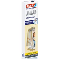 tesa Insektenschutz-Fensterrahmen "Insect Stop ALU Comfort Fliegengitter für Fenster - 1.2 m : 1.5 m", Insektenschutz für Fenster - Aluminiumrahmen von Tesa