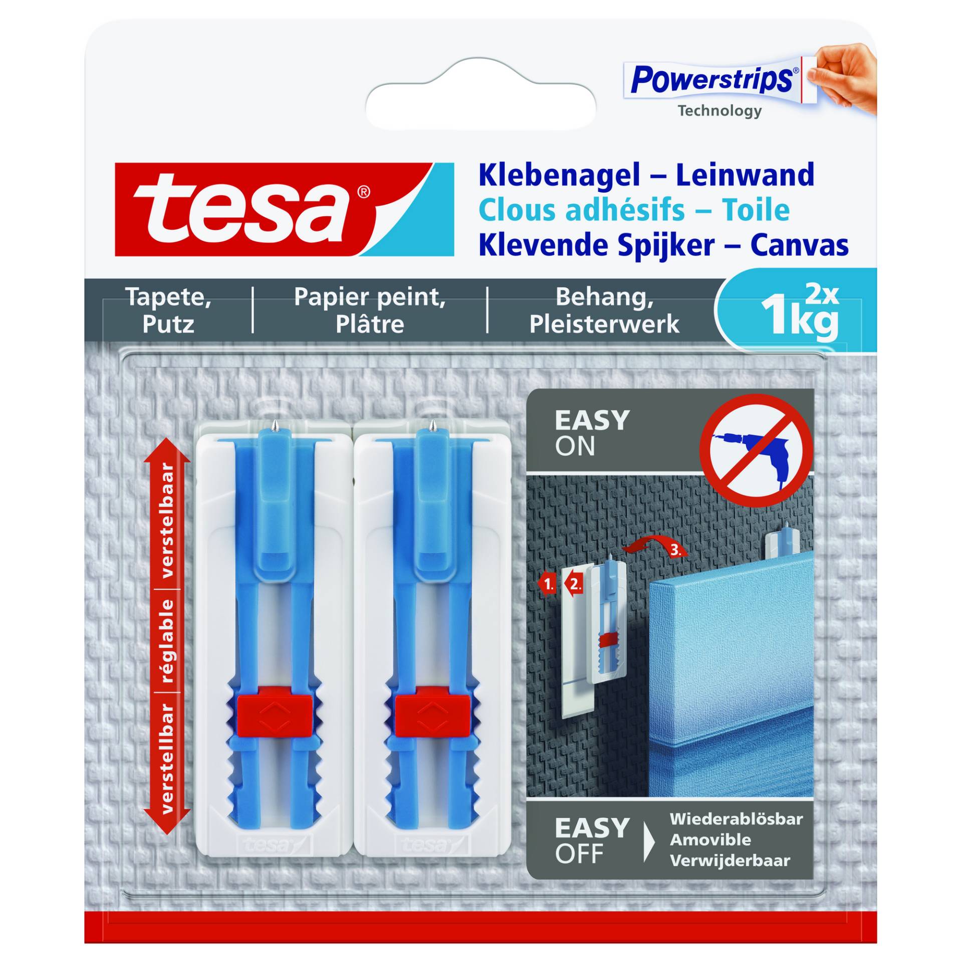 tesa Klebenagel 'Powerstrips' weiß Tapete/Putz 1 kg, 2 Stück von Tesa