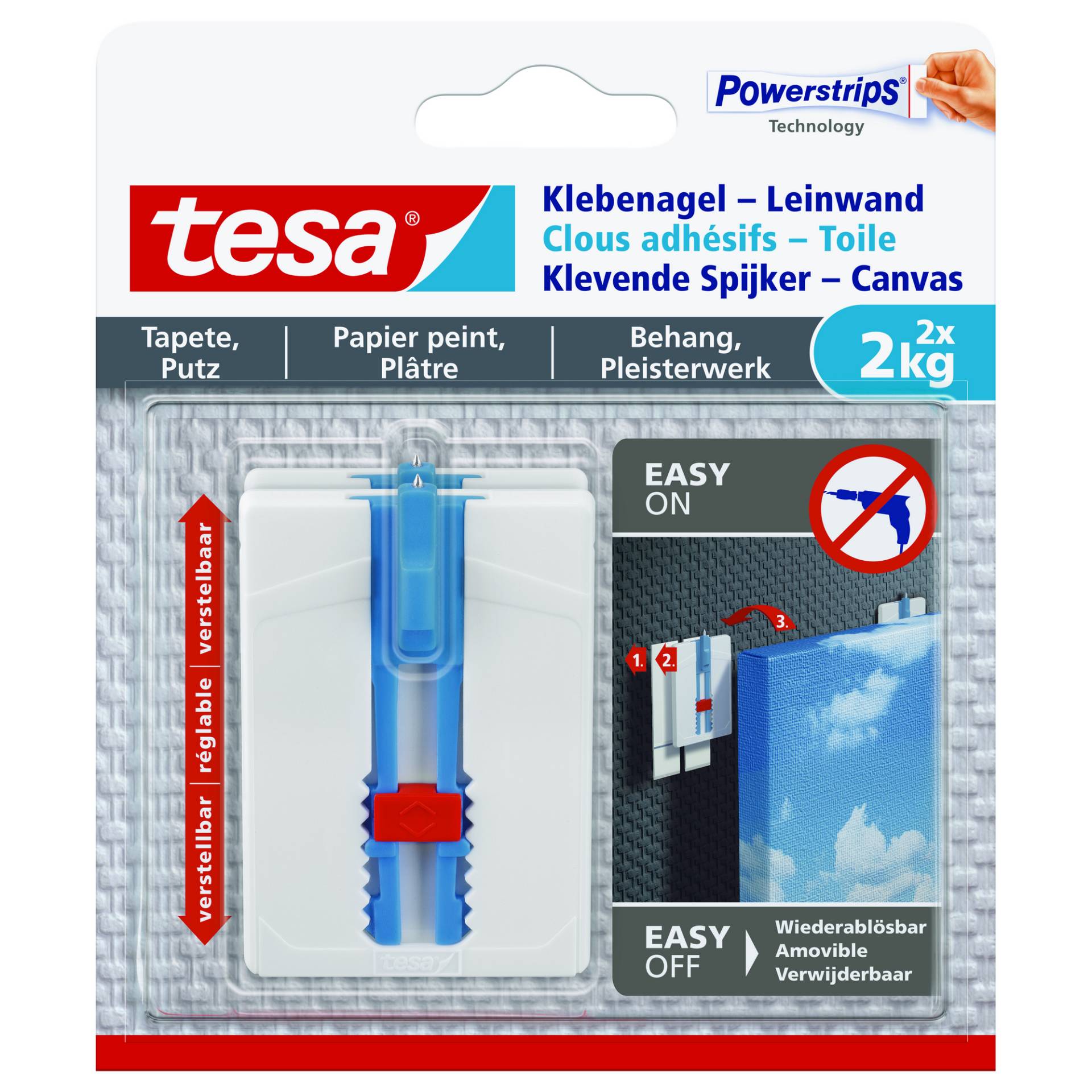 tesa Klebenagel 'Powerstrips' weiß Tapete/Putz 2 kg, 2 Stück von Tesa