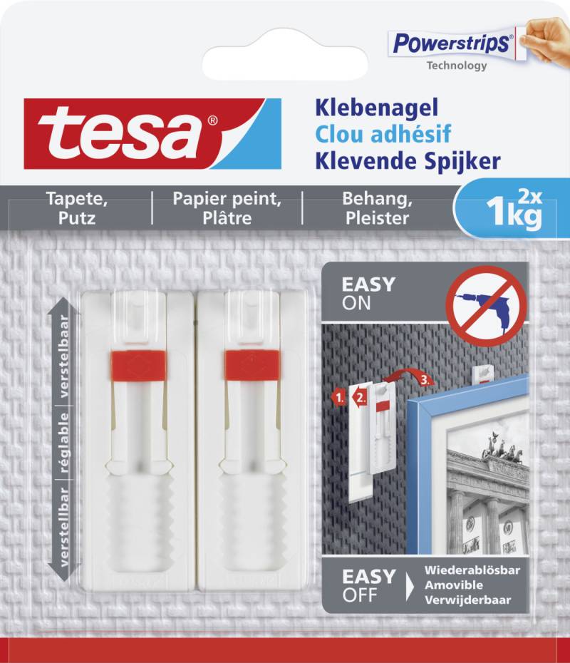 tesa Klebenagel Traglast 1 kg, 2 Stück von Tesa