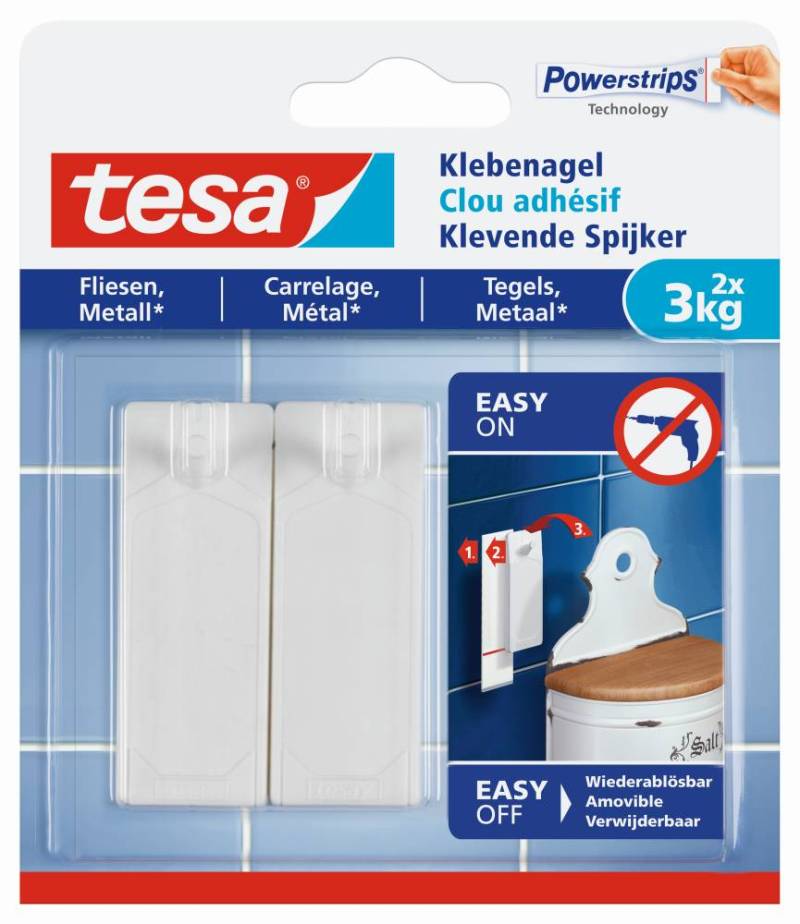 tesa Klebenagel Traglast 3 kg, 2 Stück von Tesa