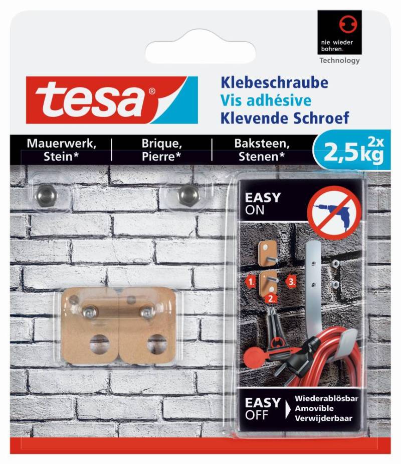 tesa Klebeschraube Traglast 2,5 kg, 2 Stück tesa Klebeschraube Traglast 2,5 kg, 2 Stück von Tesa