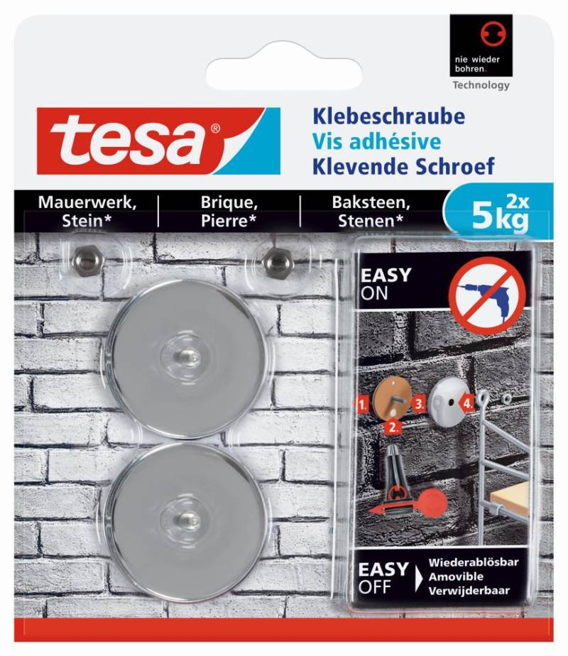tesa Klebeschraube Traglast 5 kg, 2 Stück von Tesa
