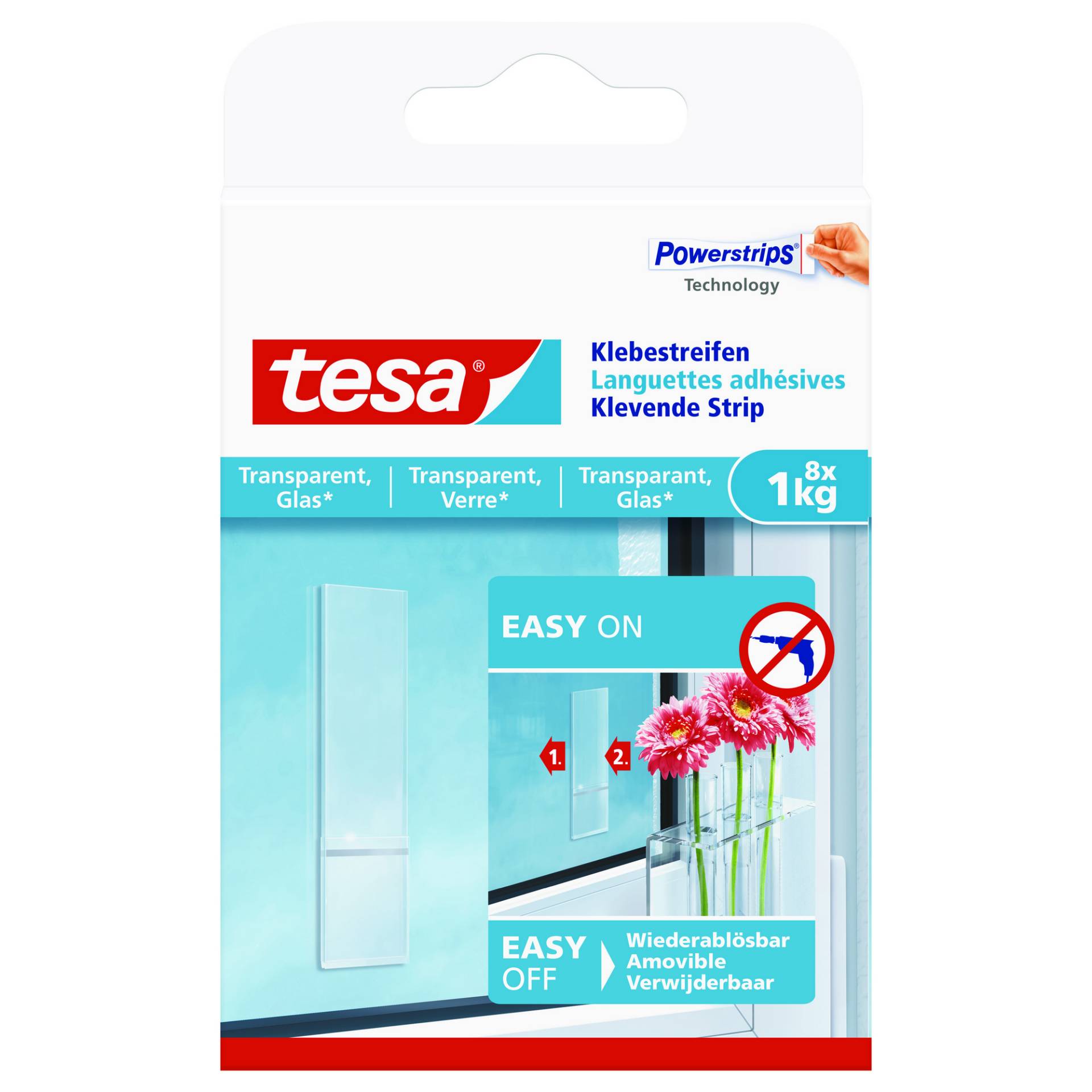 tesa Klebestreifen Powerstrips Glas transparent 1 kg 8 Stück tesa Klebestreifen Powerstrips Glas transparent 1 kg 8 Stück von Tesa