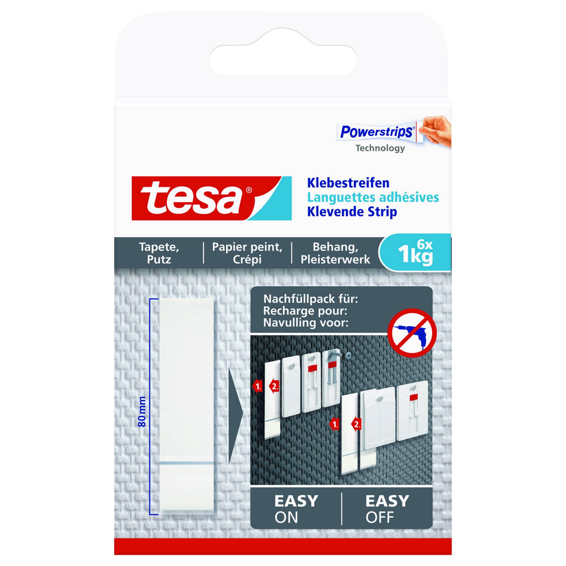tesa Klebestreifen 'Powerstrips' Tapete/Putz weiß 1 kg 6 Stück tesa Klebestreifen 'Powerstrips' Tapete/Putz weiß 1 kg 6 Stück von Tesa