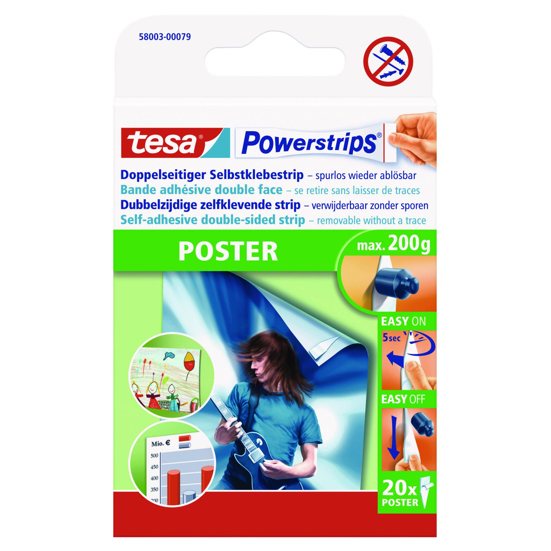 tesa Klebestreifen 'Powerstrips' für Poster 1,5 x 4,5 cm 20 Stück tesa Klebestreifen 'Powerstrips' für Poster 1,5 x 4,5 cm 20 Stück von Tesa