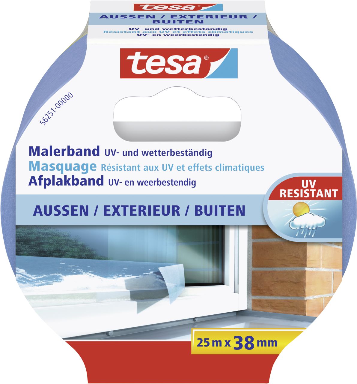 tesa Malerband Außen 25 m x 38 mm, blau von Tesa