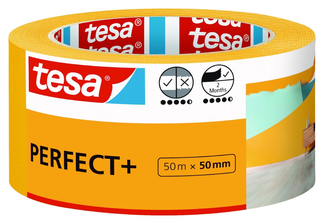 tesa Malerband Perfect+ 50 m x 50 mm, gelb von Tesa