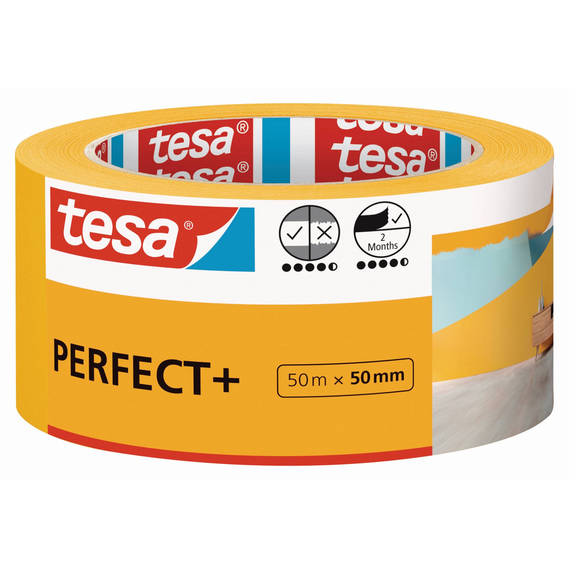 tesa Malerband 'Perfect+' gelb 50 mm x 50 m von Tesa